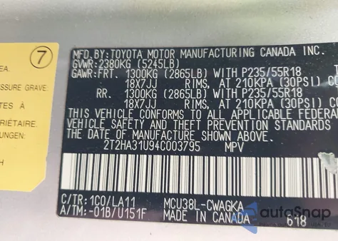 2004 Lexus Rx 330 from USA, damaged, VIN 2T2HA31U94C003795